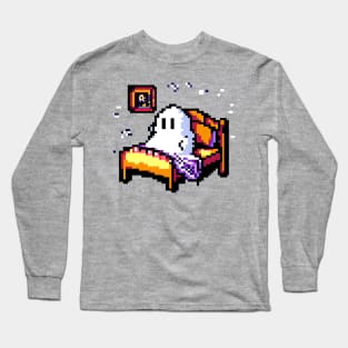 Funny Ghost in Bed Long Sleeve T-Shirt